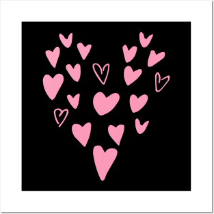 Pink Hearts Posters and Art